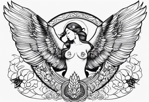 Anjo com arma na mao tattoo idea