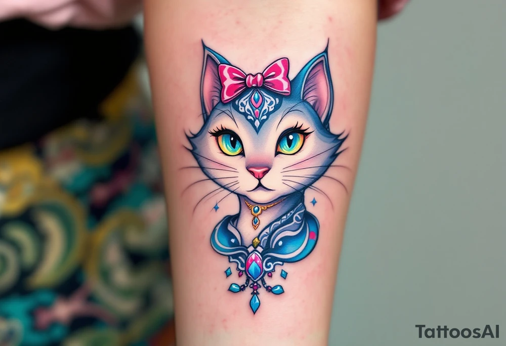 Show off your love for The Aristocats with this charming tattoo of the pink-bowed cat Marie. tattoo idea