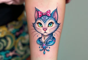 Show off your love for The Aristocats with this charming tattoo of the pink-bowed cat Marie. tattoo idea