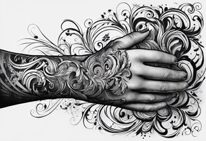 Forearm sleeve and glove with swirls and whirls of black tattoo idea