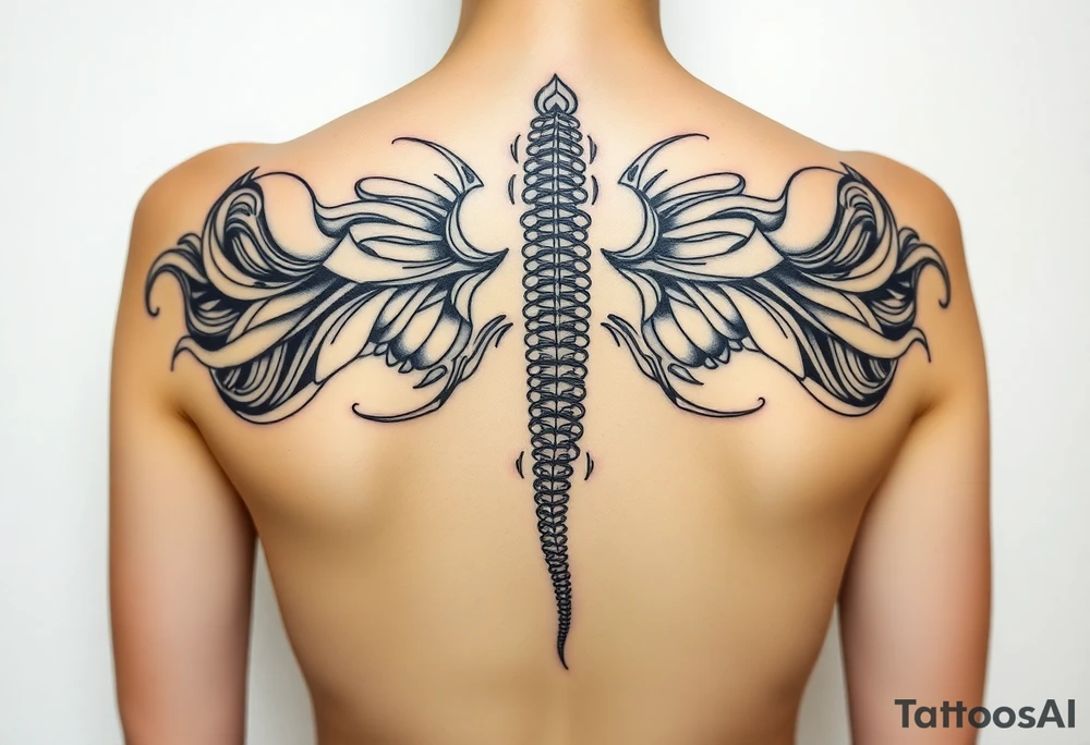 Spinal futuristic, full length, shoulders to lower back tattoo idea