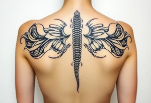 Spinal futuristic, full length, shoulders to lower back tattoo idea