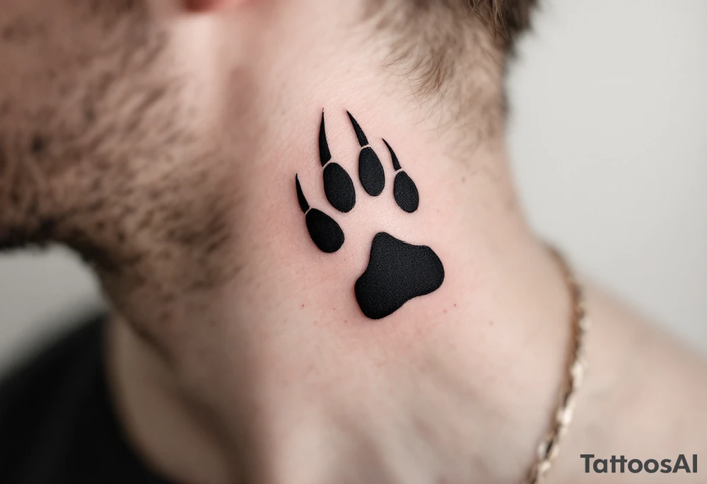 Minimalist Black Wolf Paw – A clean, solid black wolf paw print, representing loyalty, intuition, and freedom. tattoo idea