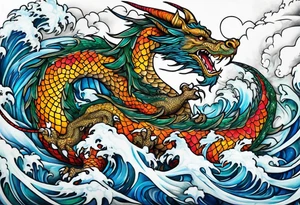 Flying dragon, ice around tattoo idea