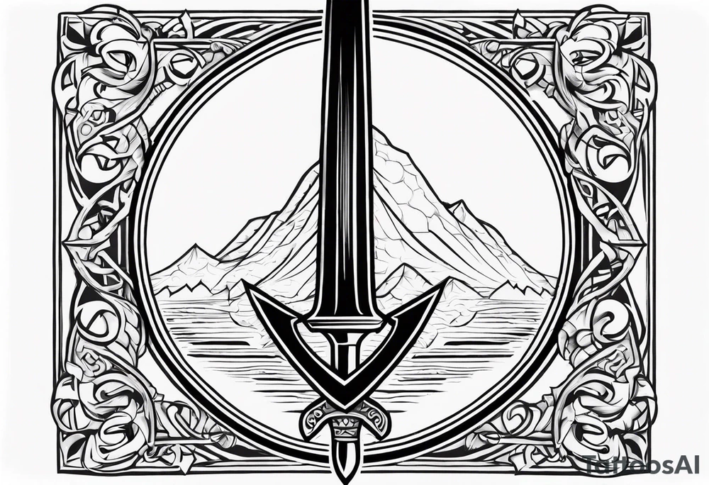 Valhalla sword shield wire tattoo idea