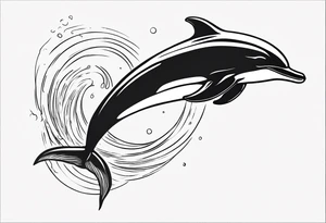 Thin extern outline of a dolphin without any fill. Just the outer lines only. tattoo idea