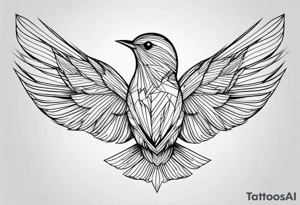 Geometric small bird minimal lines tattoo idea