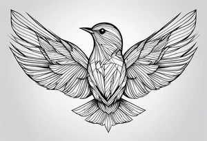 Geometric small bird minimal lines tattoo idea