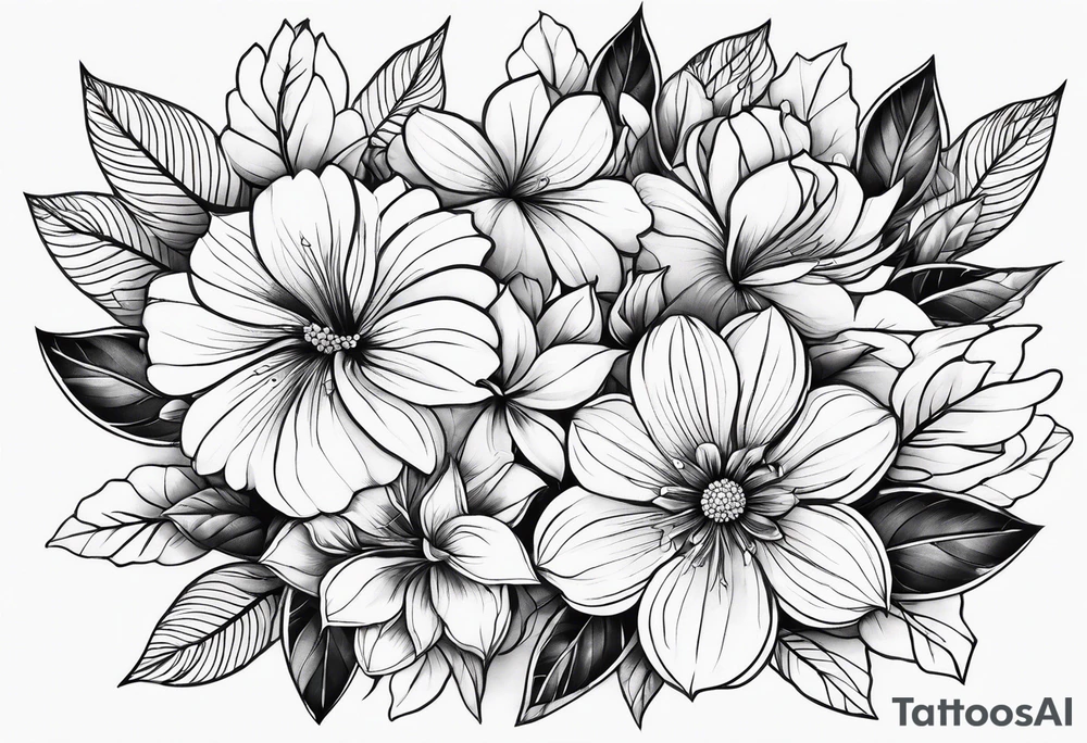 flower with leaves geometric dainty tattoo idea