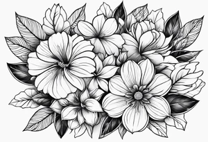flower with leaves geometric dainty tattoo idea