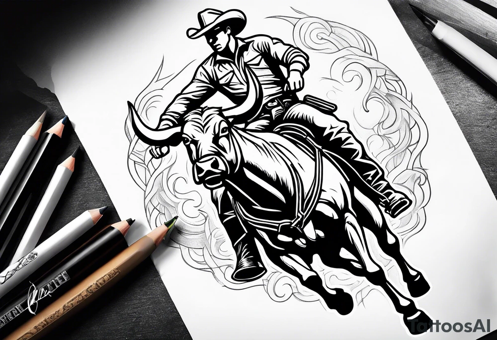 Bull riding cowboy tattoo tattoo idea