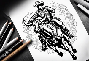 Bull riding cowboy tattoo tattoo idea