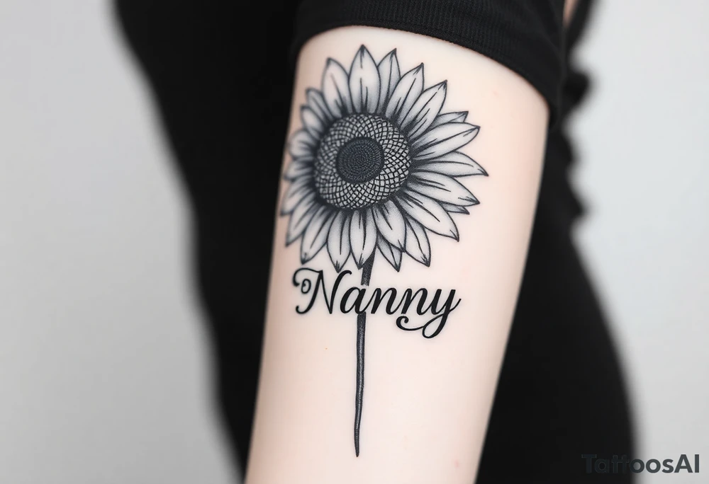 sunflower with the word Nanny as the stem tattoos tattoo idea
