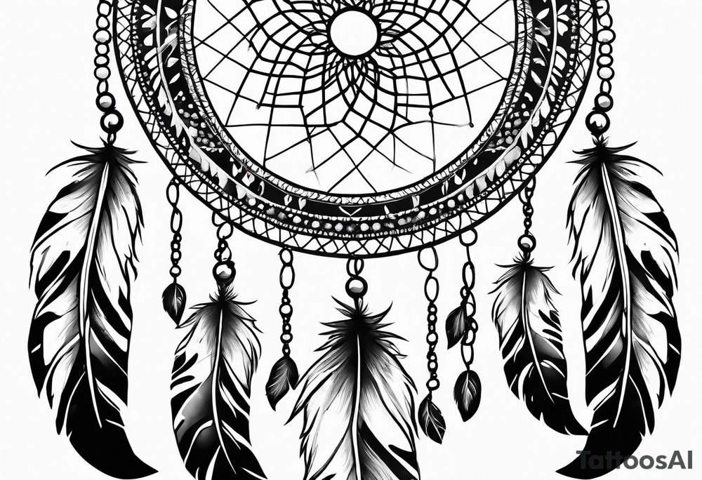 Dream catcher with queen anns lace hanging from the bottom tattoo idea