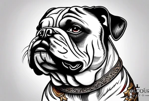 old english bulldog white brown tongue out tattoo idea