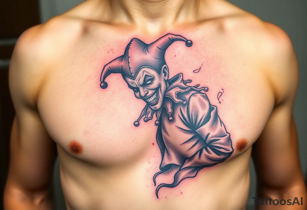 jester coming out of smoke tattoo idea