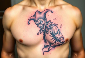 jester coming out of smoke tattoo idea