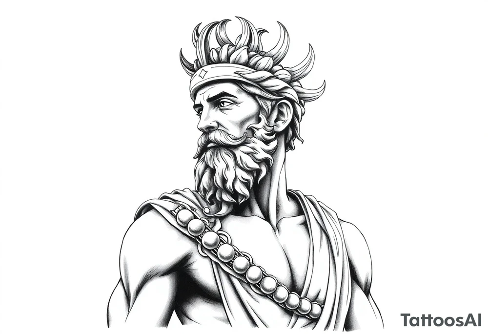 GREEK GOD LOOKING OVER HIS EMPIRE tattoo idea