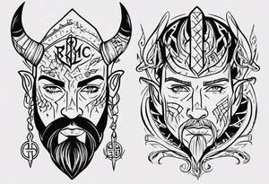 nordic face with rune tattoo idea