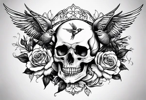 Skull and swallow tattoo idea