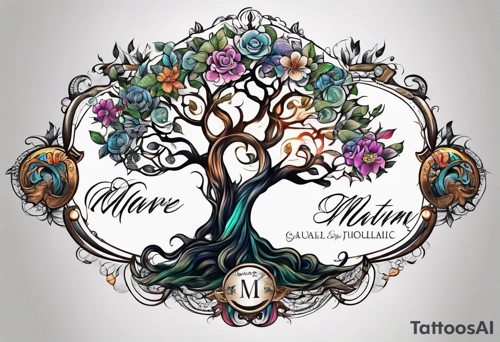 Family tree with names for a forearm of a man tattoo idea