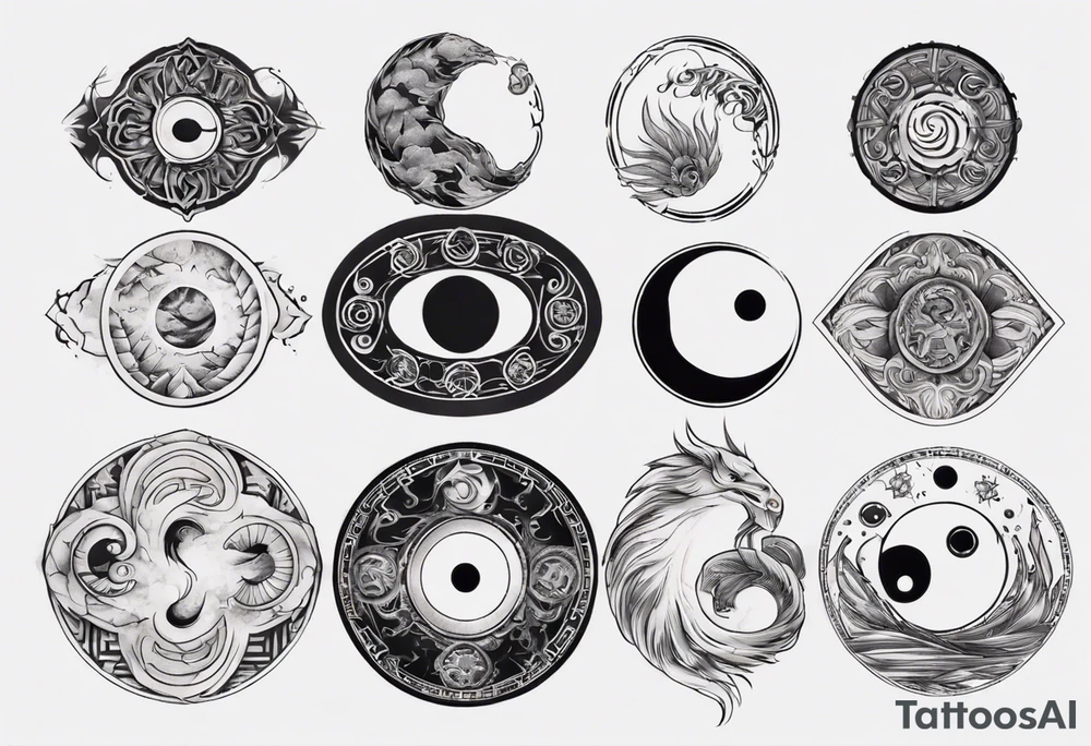 Stone with the style of ying and yang tattoo idea
