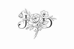 hide a J and D in a tatto of a flowers tattoo idea