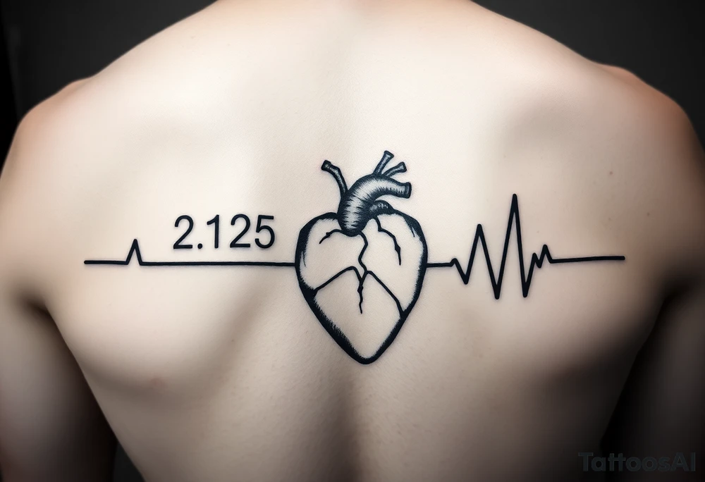 Date of birth and date of death with last heart beat tattoo idea