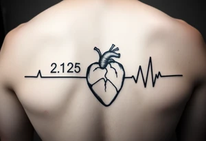 Date of birth and date of death with last heart beat tattoo idea