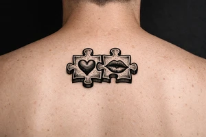 Two puzzle pieces that would only fit together with only the two to make one for two lovers tattoo idea