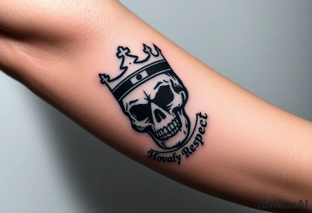 Skull with Kings crown with saying Loyalty Honor Respect tattoo idea