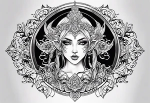 Elfe mit spitzen ohren nd geflochtenen zöpfen tattoo idea