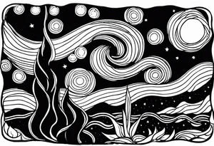 starry night van gogh, aquatic version tattoo idea