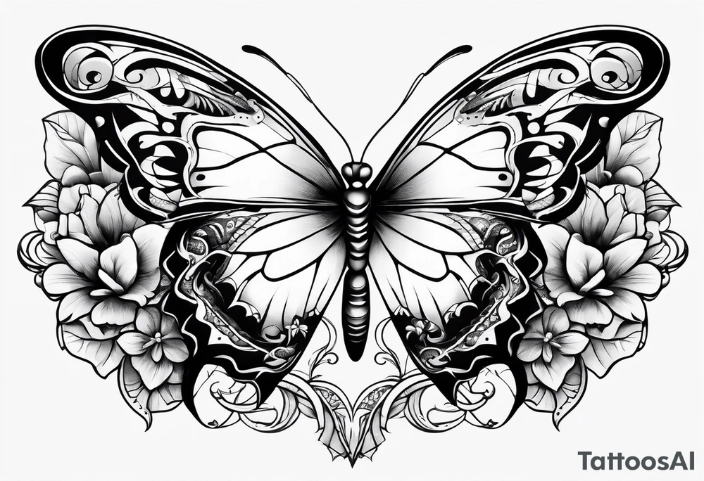 Butterflies surrounding a snake tattoo idea