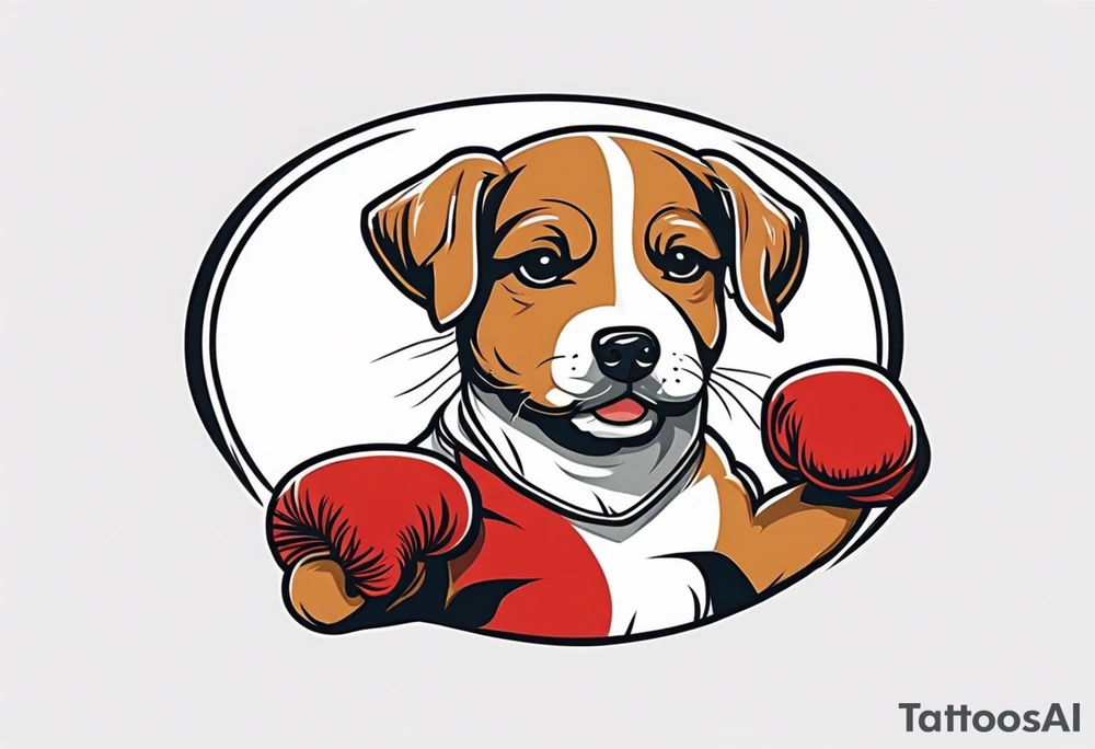 Cute Dog with boxing gloves, boxing coach tattoo idea