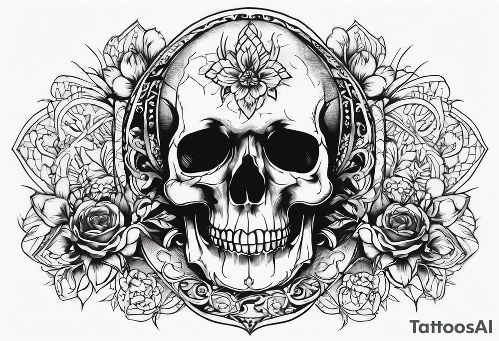 Skull written memento mori sleeve tattoo design tattoo idea