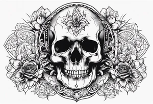 Skull written memento mori sleeve tattoo design tattoo idea