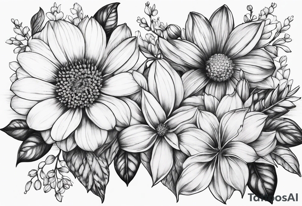 May and October flowers tattoo idea