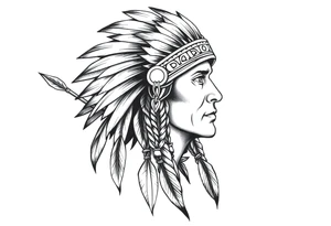 Native American warrior with head dress and arrows tattoo idea