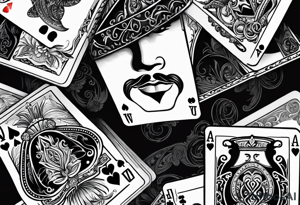 Full house of playing cards tattoo idea