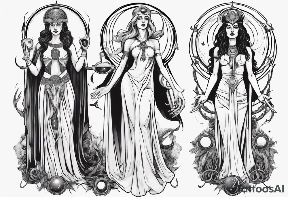 The High Priestesses. Hecate, Artemis and Selene in One. Representing Magic, Intuition and The Moon. tattoo idea