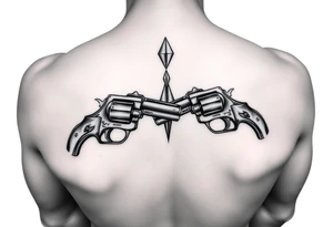 Melting diamond 
2 revolvers pointing down with barrels crossing one another tattoo idea
