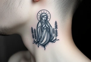 virgin mary in a russian wilderness setting tattoo idea