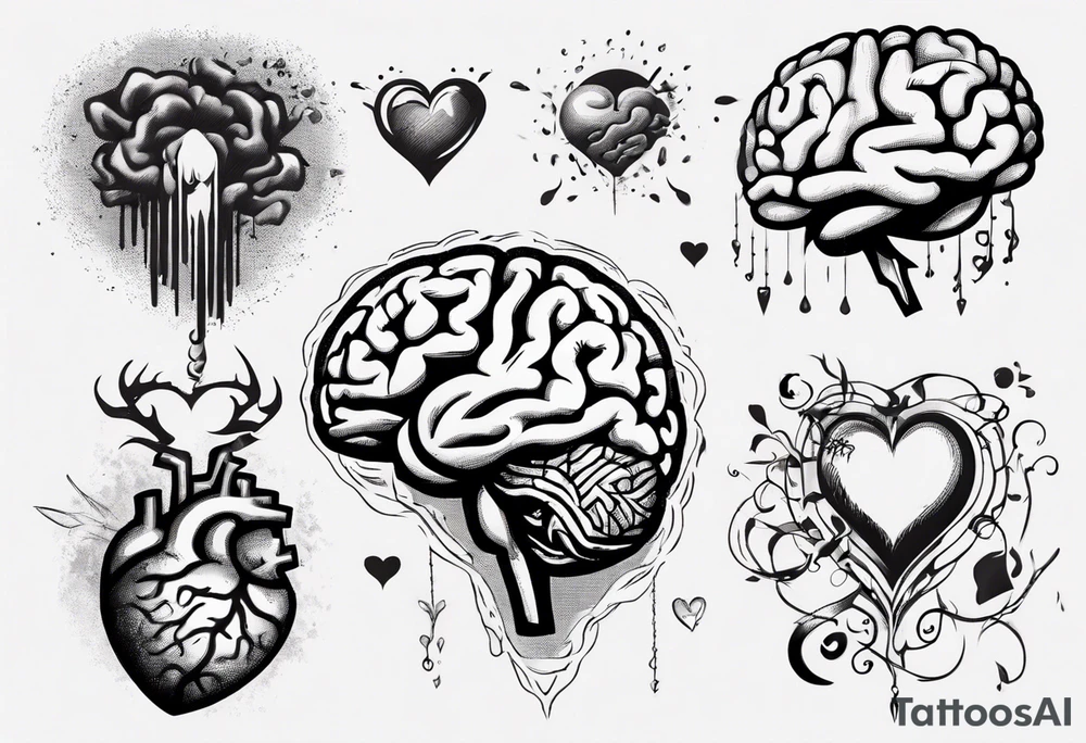 Brain and heart floating away tattoo idea