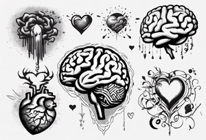 Brain and heart floating away tattoo idea