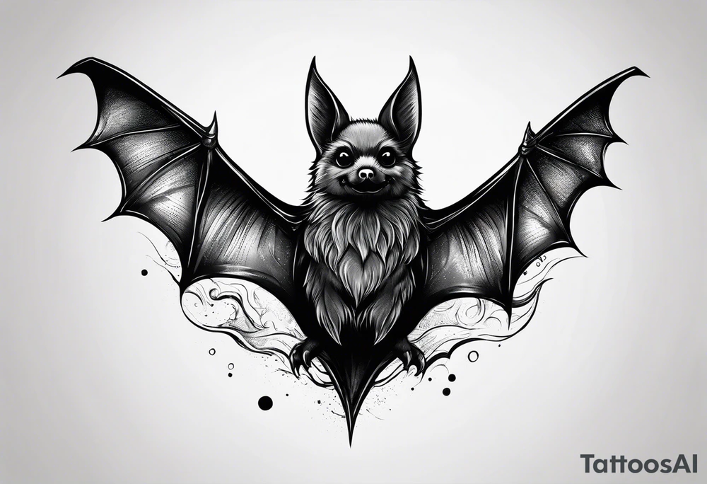 Black bat flying tattoo idea