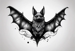 Black bat flying tattoo idea
