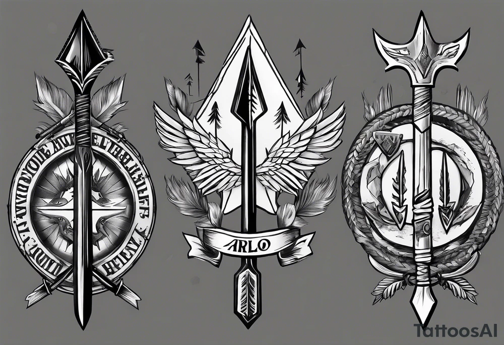 Arrows pointing in opposite direction. One says Arlo and the other says Benny tattoo idea