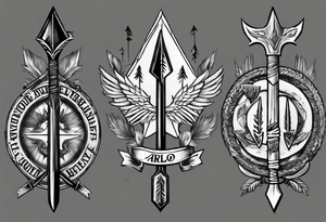 Arrows pointing in opposite direction. One says Arlo and the other says Benny tattoo idea