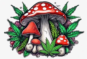 shroom and marijuana tattoo tattoo idea